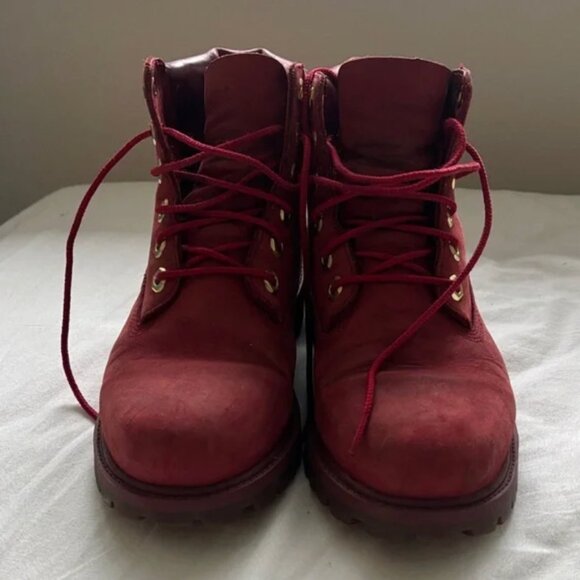 Timberland Red Leather Ankle Boots - Mens/Boys 4 - Picture 3 of 8